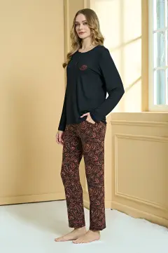 Pijadore 2257-B (2XL-3XL-4XL-5XL) Battal Beden Uzun Kollu Bayan Pijama Takım 4'lü