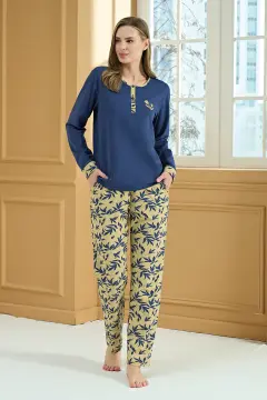 Pijadore 2228-B (2XL-3XL-4XL-5XL) Battal Beden Uzun Kollu Bayan Pijama Takım 4'lü