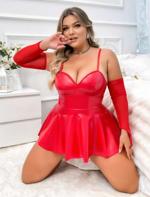 Passione 40001 Büyük Beden Deri Erotik Gecelik