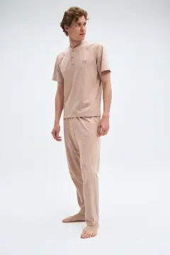 Pijadore 2082 (M-L-XL-XXL) Kısa Kollu Üç Düğmeli Erkek Pijama Takım 4'lü