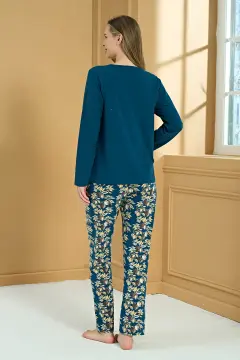Pijadore 2225-B (2XL-3XL-4XL-5XL) Battal Beden Uzun Kollu Bayan Pijama Takım 4'lü