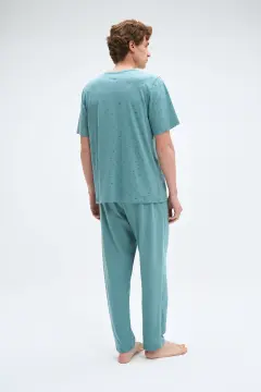 Pijadore 2073 (M-L-XL-XXL) Kısa Kollu Üç Düğmeli Erkek Pijama Takım 4'lü