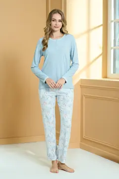 Pijadore 2239-B (2XL-3XL-4XL-5XL) Battal Beden Uzun Kollu Bayan Pijama Takım 4'lü
