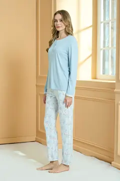 Pijadore 2239-B (2XL-3XL-4XL-5XL) Battal Beden Uzun Kollu Bayan Pijama Takım 4'lü