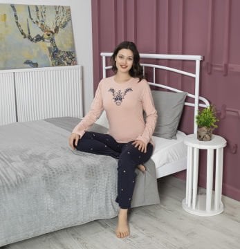 Tekten 5200 Bayan Uzun Kollu Pijama Takım 4'lü