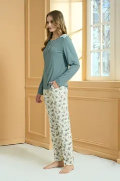 Pijadore 2235-B (2XL-3XL-4XL-5XL) Battal Beden Uzun Kollu Bayan Pijama Takım 4'lü