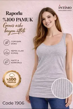 İntimo 1906 (S-M-L-XL) Raporlu Kalın Askılı Dantelli Bayan Atlet 6'lı