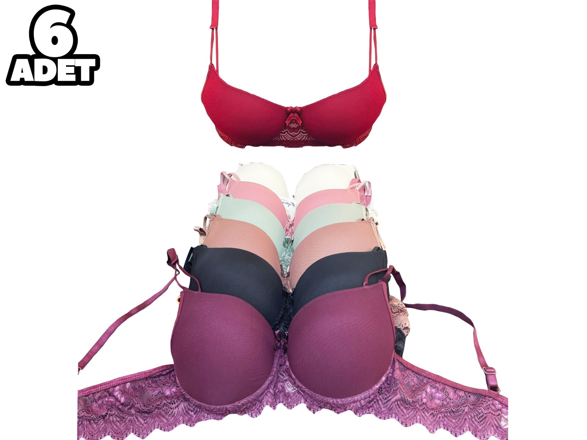 Aysemin 5090 B Cup (75-80-85-90) Balenli Destekli Bayan Sütyen 6'lı