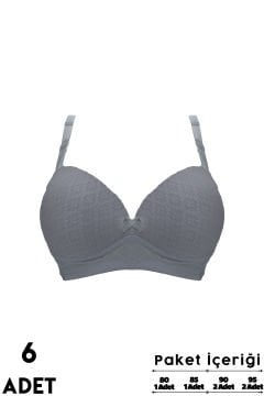 Liza 2150 Beyaz Balensiz Jakarlı B Cup Desteksiz Bayan Sütyen 6'lı