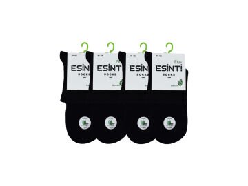 Esinti 31-Siyah Dikişsiz Yarım Konç Erkek Bambu Patik 12'li