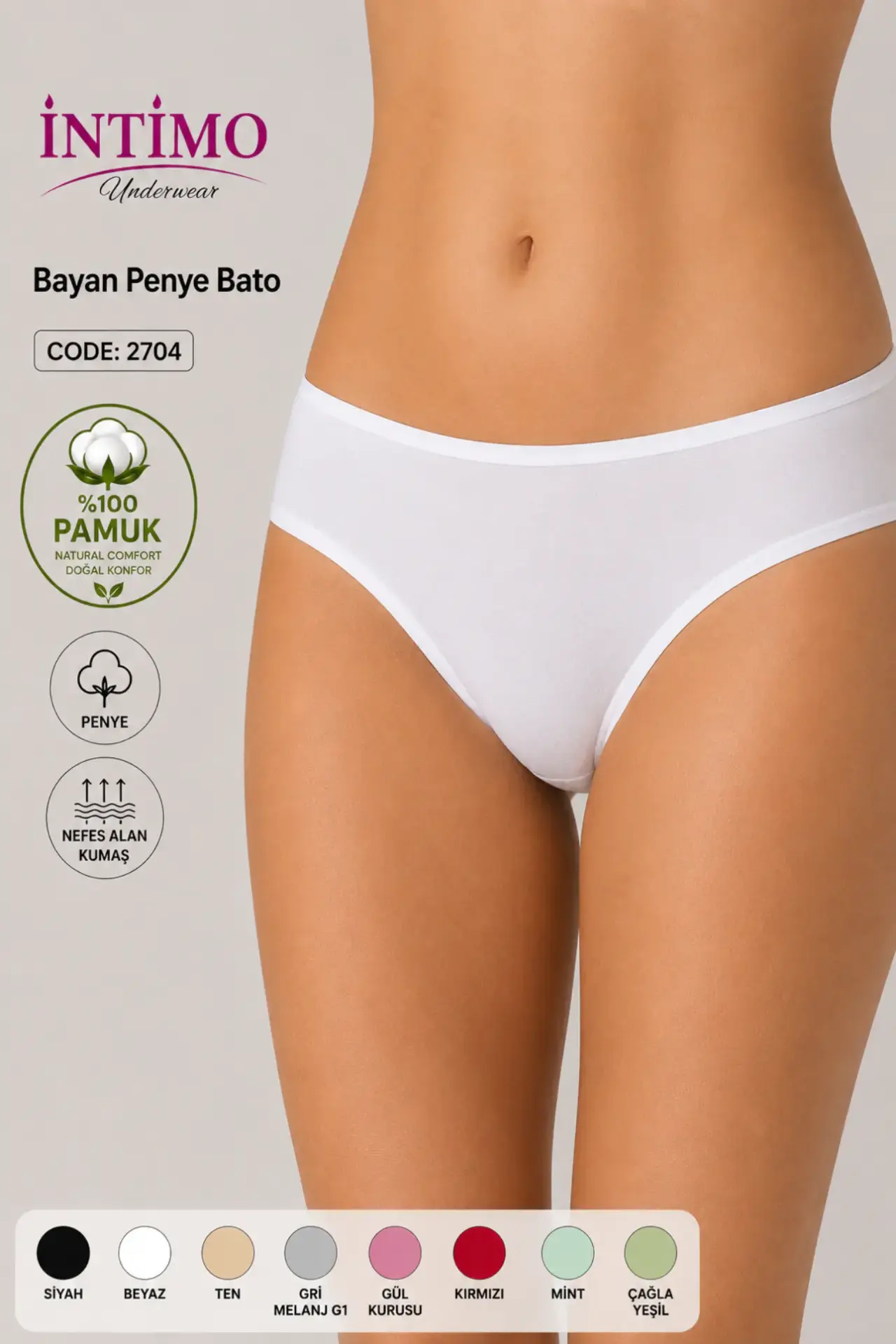 İntimo 2704 (L-XL) Full Likralı Biyeli Bayan Külot 12'li