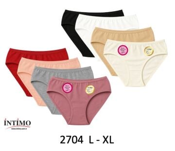 İntimo 2704 (L-XL) Full Likralı Biyeli Bayan Külot 12'li