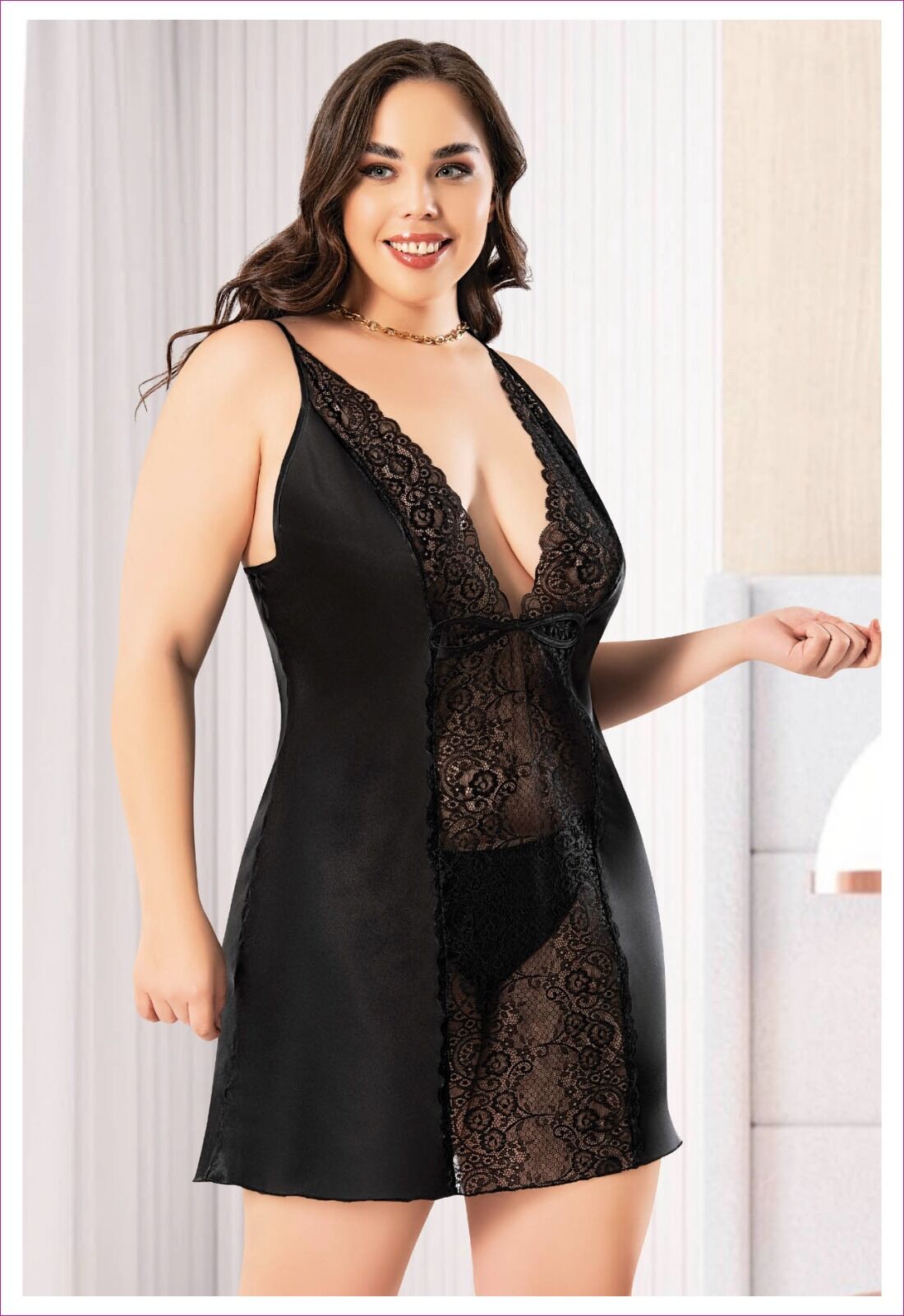 Miss Laris 4047 (2XL-3XL-4XL) Battal Beden Bayan Saten Gecelik