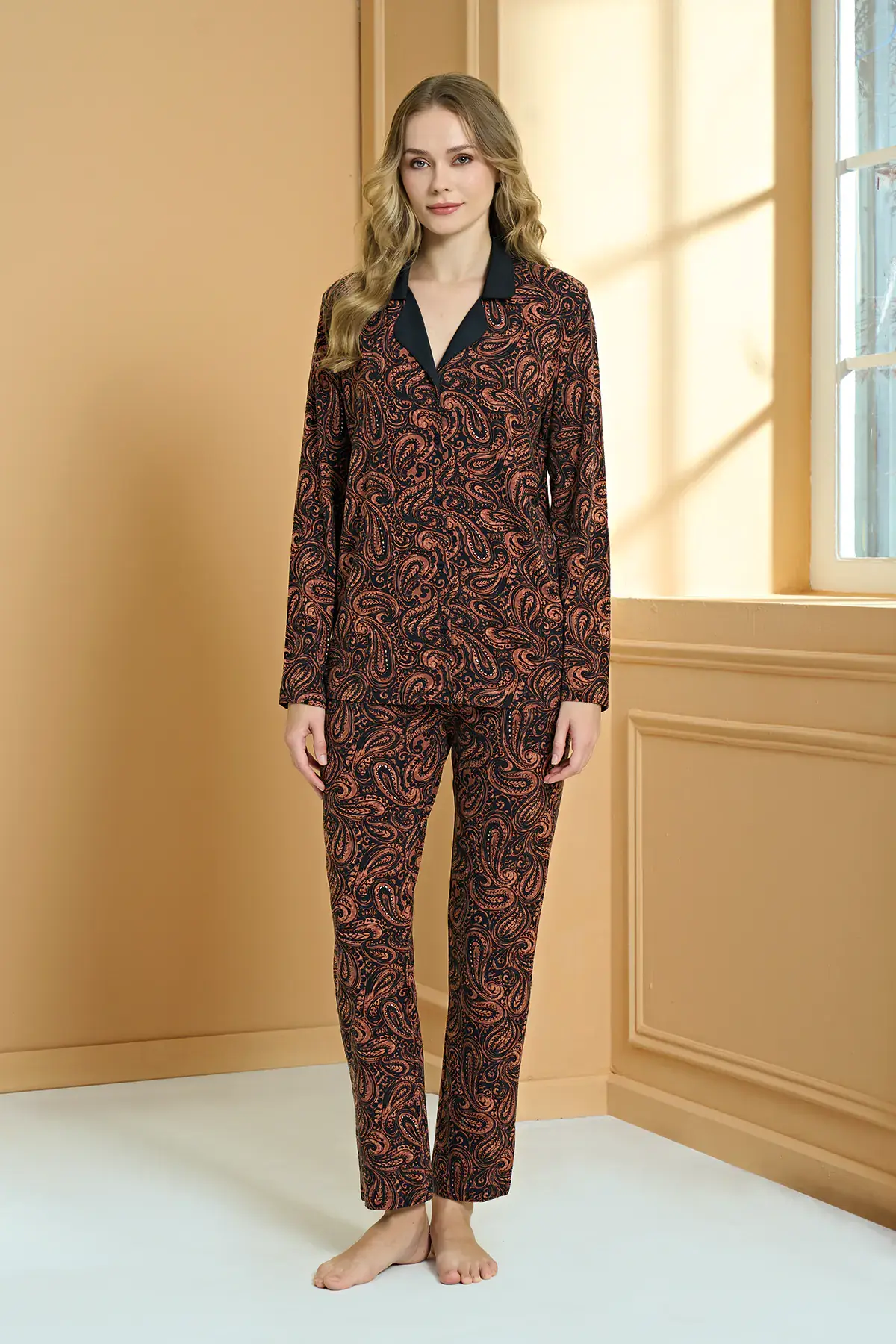 Pijadore 2256 (M-L-XL-XXL) Uzun Kollu Bayan Pijama Takım 4'lü