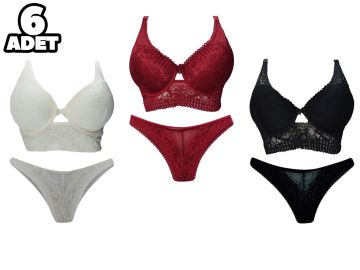 Aysemin 6003 B Cup (80-85-90-95) Balenli Desteksiz Bayan Sütyen Takım 6'lı