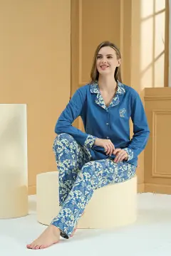 Pijadore 2220 (M-L-XL-XXL) Uzun Kollu Bayan Pijama Takım 4'lü