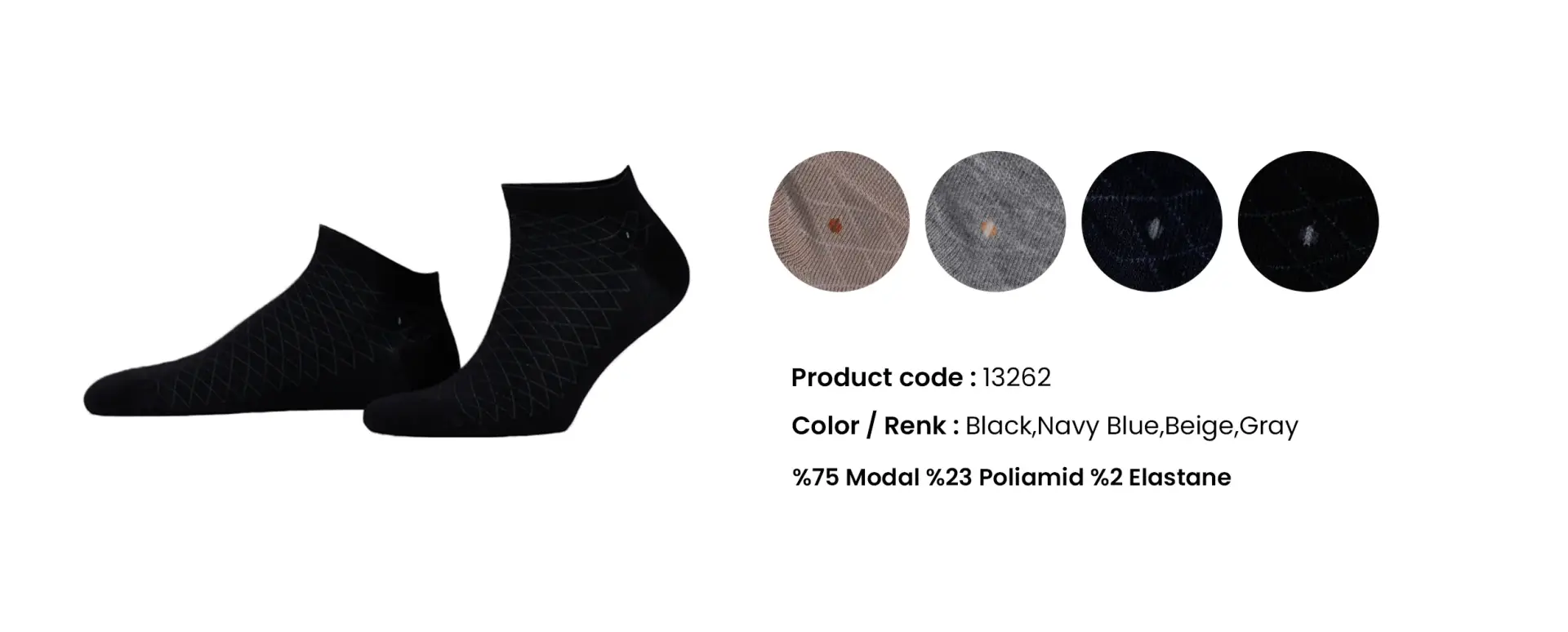 Aytuğ 13262 (41-45) Dikişsiz Modal Erkek Patik Çorap 12'li