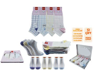 Şirin 4030-39 (36-40) Dikişsiz Bayan Penye Patik Çorap 12'li