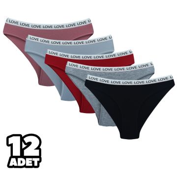 Dondeza 158 Beli Yazılı Düz Bayan Bikini 12'li