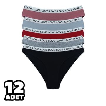 Dondeza 158 Beli Yazılı Düz Bayan Bikini 12'li
