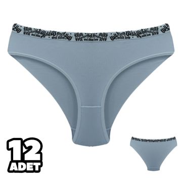 Dondeza 158 Beli Yazılı Düz Bayan Bikini 12'li