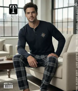 Tekten 8190 (M-L-XL-XXL) Erkek Uzun Kollu Pijama Takım