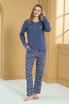 Pijadore 2214 (M-L-XL-XXL) Uzun Kollu Bayan Pijama Takım 4'lü