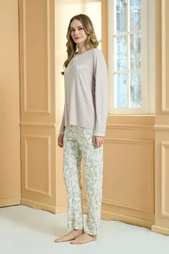 Pijadore 2232 (M-L-XL-XXL) Uzun Kollu Bayan Pijama Takım 4'lü
