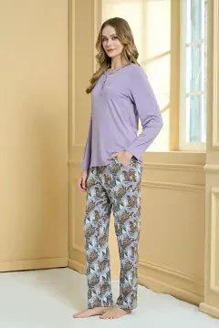 Pijadore 2247 (M-L-XL-XXL) Uzun Kollu Bayan Pijama Takım 4'lü