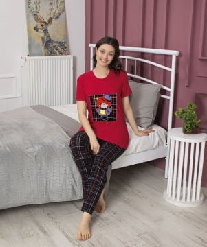 Tekten 4700 Raporlu Bayan Kısa Kollu Pijama Takım 4'lü