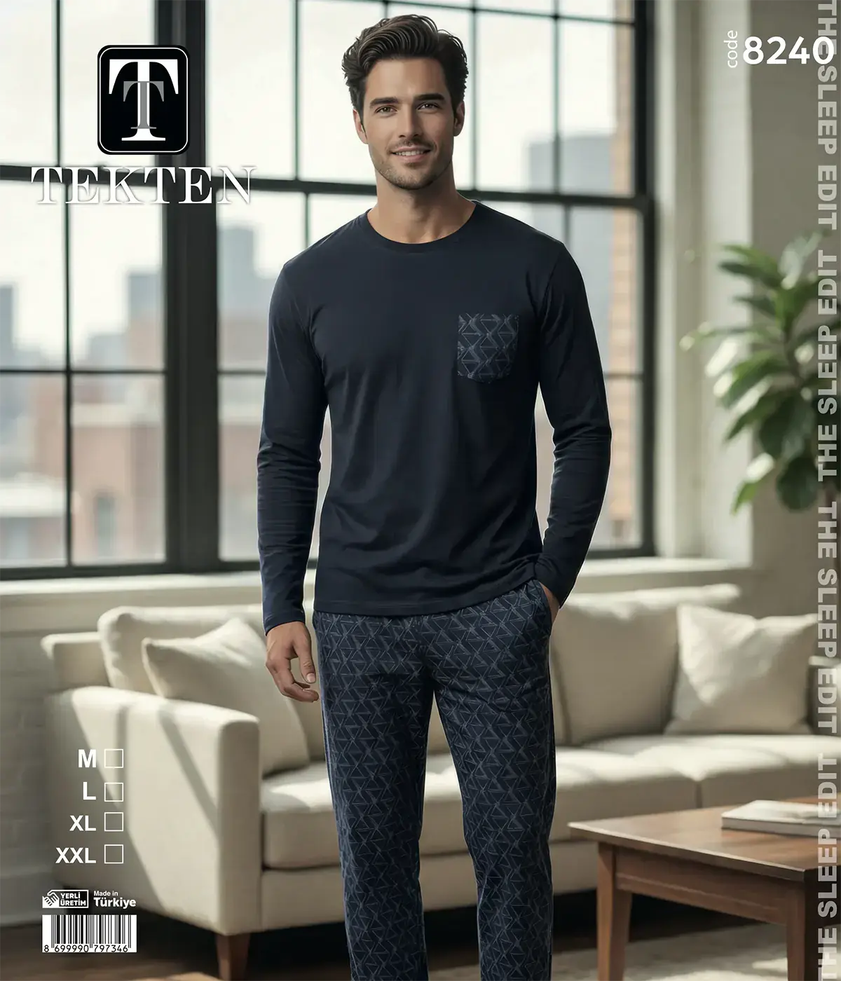 Tekten 8240 (M-L-XL-XXL) Erkek Kısa Kollu Pijama Takım