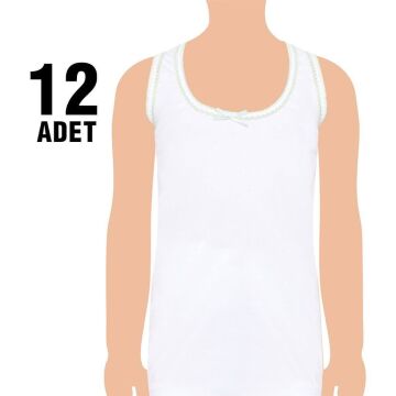 Seher 0047 Kız Çocuk Geniş Askılı Papatyalı Atlet 12'li