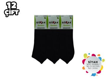 Gülsa (40-45) Dikişsiz Erkek Bambu Patik Çorap 12'li GRİ - 40-44 NO