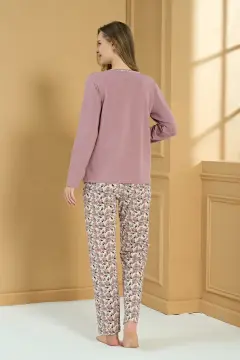 Pijadore 2227 (M-L-XL-XXL) Uzun Kollu Bayan Pijama Takım 4'lü