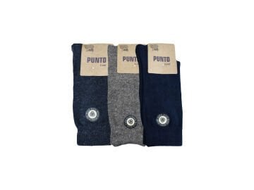 Punto 6400 (40-44) Topuk Burun Takviyeli Erkek Yün Çorap 12'li