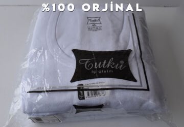 Tutku 0104 Erkek Beyaz Ribana Bisiklet Yaka Fanila 6'lı