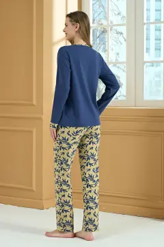 Pijadore 2228 (M-L-XL-XXL) Uzun Kollu Bayan Pijama Takım 4'lü