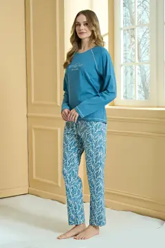 Pijadore 2217 (M-L-XL-XXL) Uzun Kollu Bayan Pijama Takım 4'lü