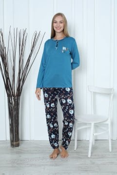 Kapitex 5976 Bayan Uzun Kol Pijama Takım 4'lü