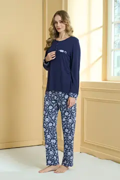 Pijadore 2253 (M-L-XL-XXL) Uzun Kollu Bayan Pijama Takım 4'lü