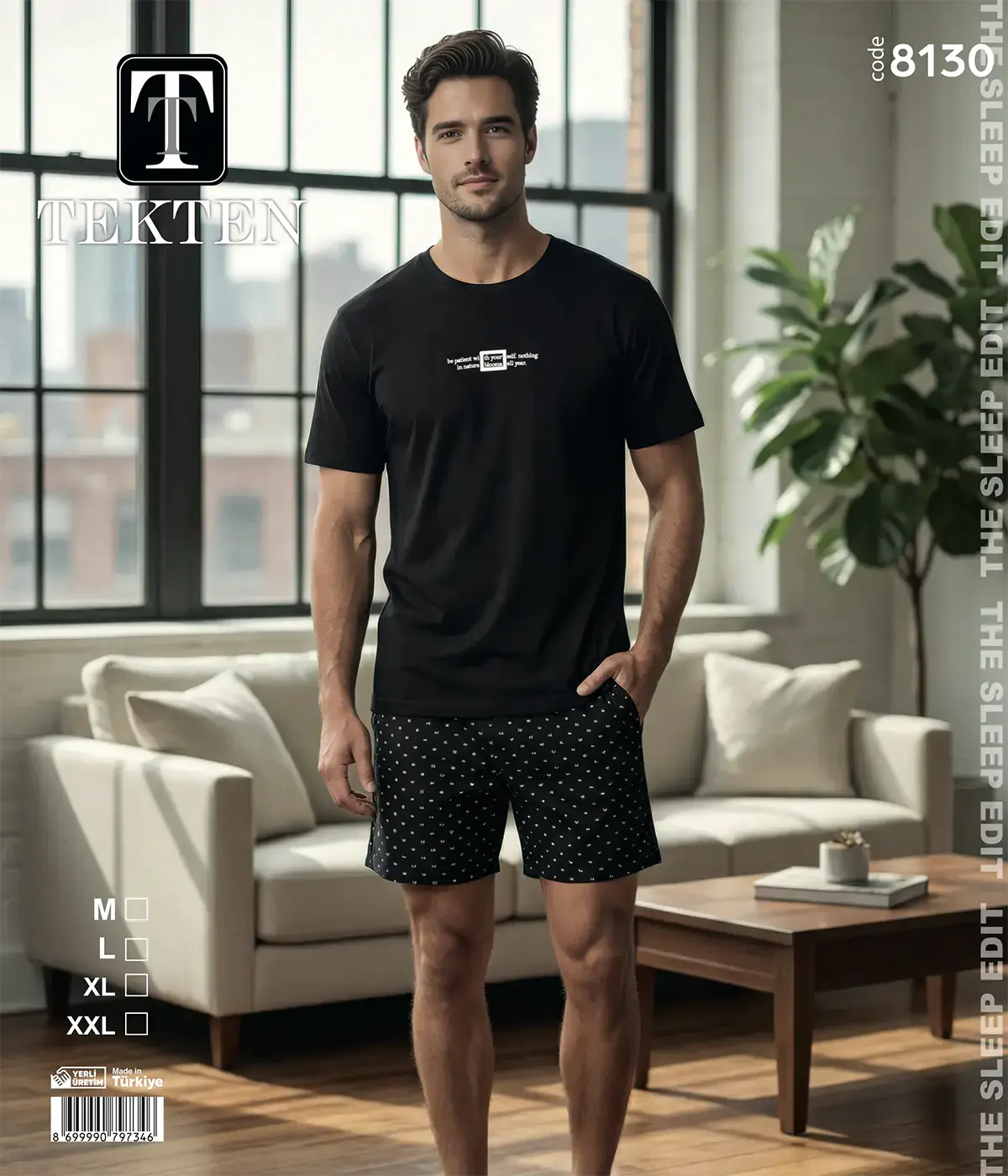 Tekten 8130 (M-L-XL-XXL) Erkek Kısa Kollu Şortlu Takım