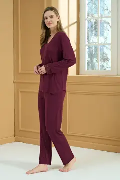 Pijadore 2203 (M-L-XL-XXL) Uzun Kollu Bayan Pijama Takım 4'lü