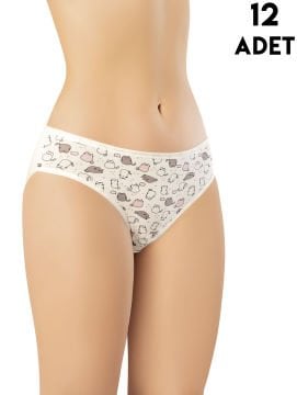 Kota 5004 (M-L-XL-2XL-3XL) Bayan Desenli Bikini 12'li