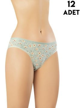 Kota 5004 (M-L-XL-2XL-3XL) Bayan Desenli Bikini 12'li