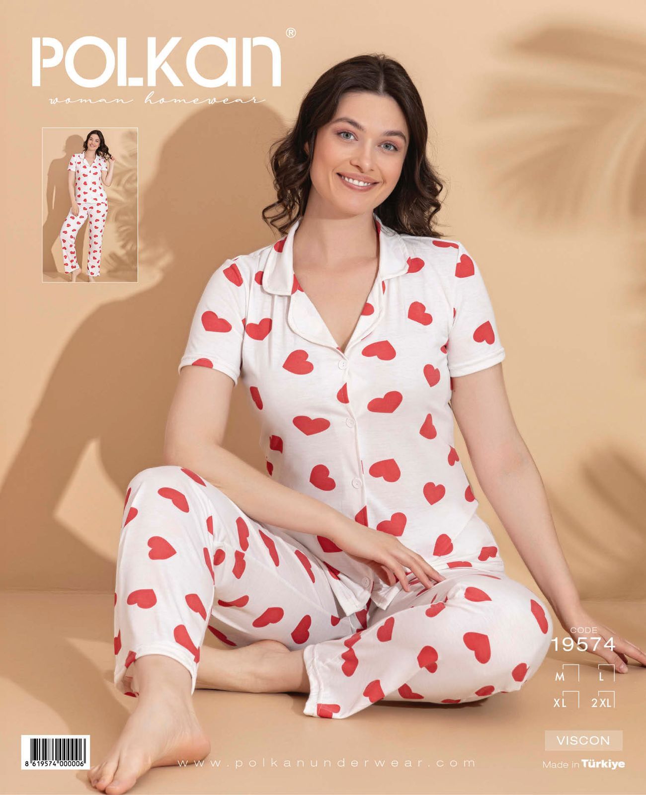 Polkan 19574 Bayan Ring Viskon Kısa Kollu Bayan Pijama Takım Paket İçi 4'lü