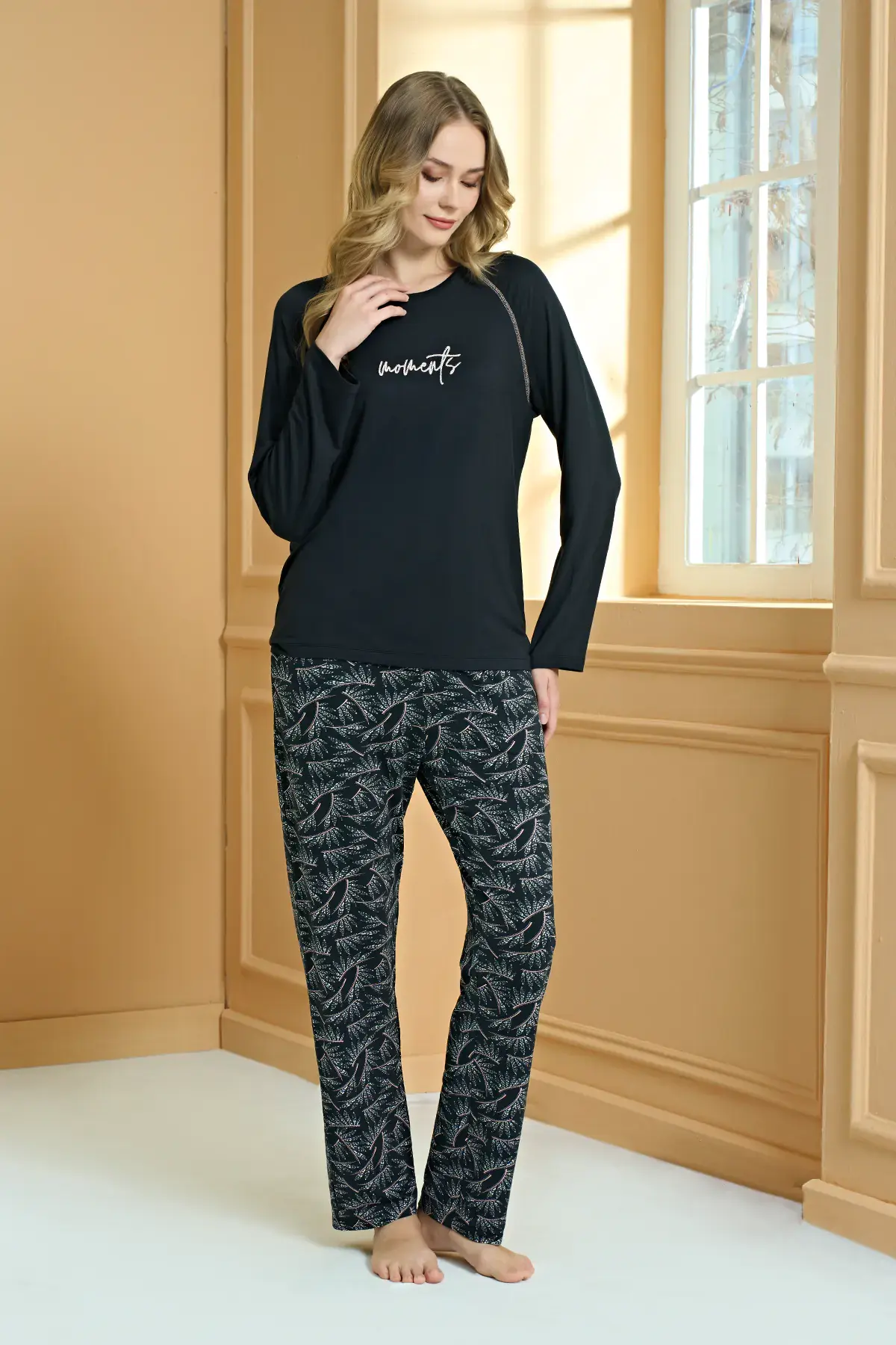 Pijadore 2249 (M-L-XL-XXL) Uzun Kollu Bayan Pijama Takım 4'lü
