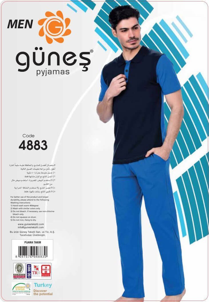 Güneş 4883 Kısa Kollu Erkek Pijama Takımı