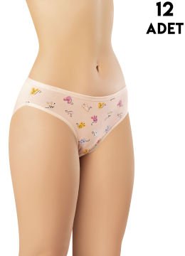 Kota 5005 (M-L-XL-2XL-3XL) Bayan Desenli Bikini 12'li