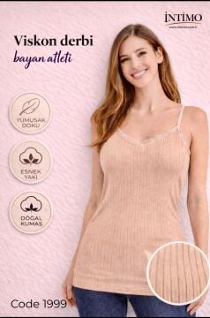 İntimo 1999 (S-M-L-XL) Raporlu Viskon İp Askılı Bayan Atlet 6'lı