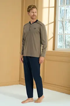 Pijadore 2286 (M-L-XL-XXL) Uzun Kollu Erkek Pijama Takım 4'lü